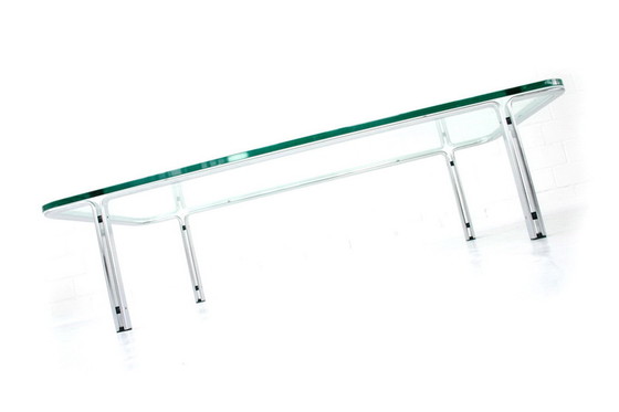 Image 1 of Horst Bruening voor Kill International, grote T111 Chrome Glass Coffee Table, Duitsland