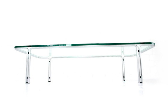 Image 1 of Horst Bruening voor Kill International, grote T111 Chrome Glass Coffee Table, Duitsland