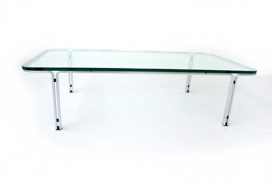 Image 1 of Horst Bruening voor Kill International, grote T111 Chrome Glass Coffee Table, Duitsland