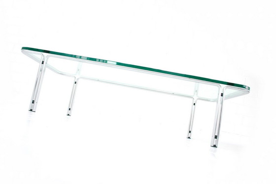 Image 1 of Horst Bruening voor Kill International, grote T111 Chrome Glass Coffee Table, Duitsland