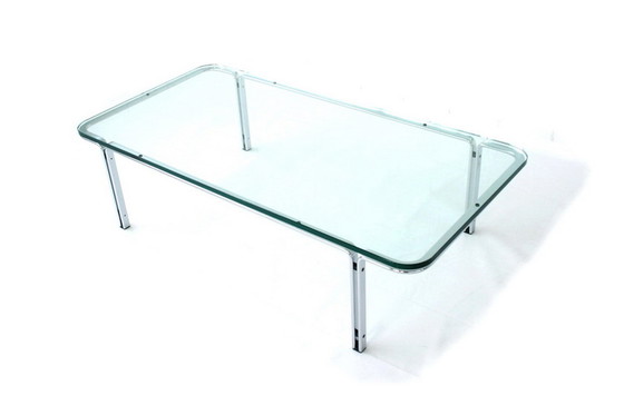 Image 1 of Horst Bruening voor Kill International, grote T111 Chrome Glass Coffee Table, Duitsland