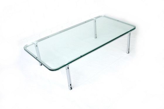 Image 1 of Horst Bruening voor Kill International, grote T111 Chrome Glass Coffee Table, Duitsland