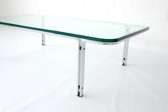 Image 1 of Horst Bruening voor Kill International, grote T111 Chrome Glass Coffee Table, Duitsland