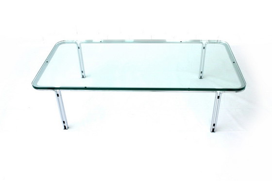 Image 1 of Horst Bruening voor Kill International, grote T111 Chrome Glass Coffee Table, Duitsland