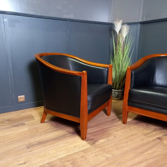 Image 1 of Donkerblauwe Vintage Clubfauteuil 2 Van 2