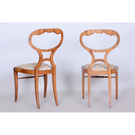 Image 1 of Set van 4 vintage eiken en walnoten stoelen, Oostenrijk 1820