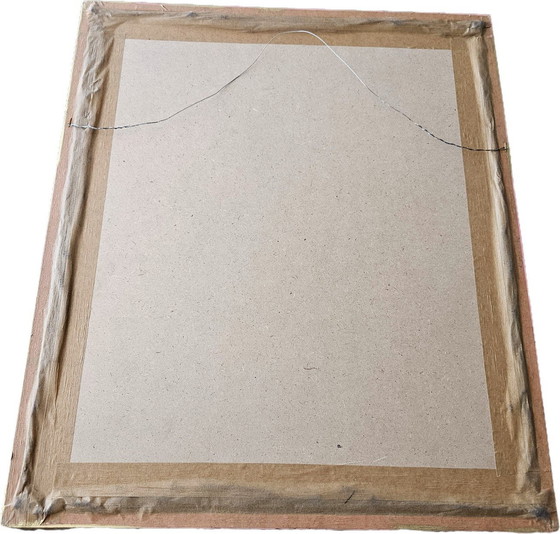 Image 1 of Egyptische Vintage Wandtapijt borduurwerk afbeelding met gouden houten frame