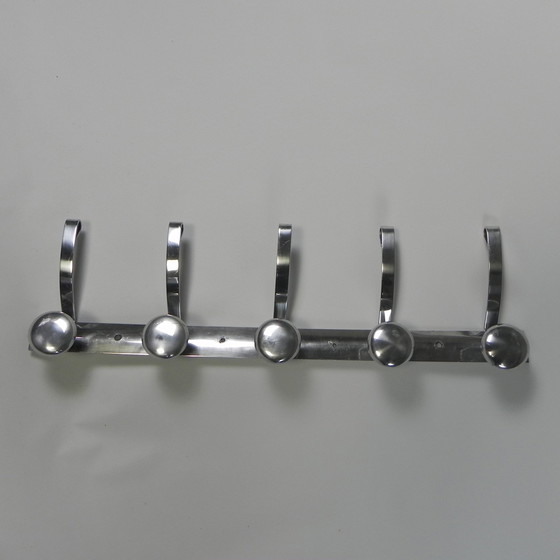 Image 1 of Aluminium Vintage Wandkapstok Met 5 Haken, Jaren 50
