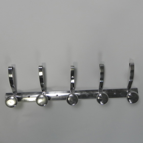 Image 1 of Aluminium Vintage Wandkapstok Met 5 Haken, Jaren 50