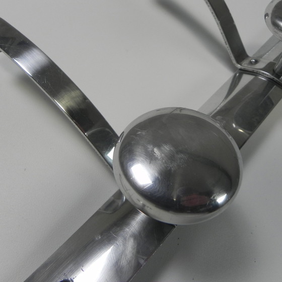 Image 1 of Aluminium Vintage Wandkapstok Met 5 Haken, Jaren 50