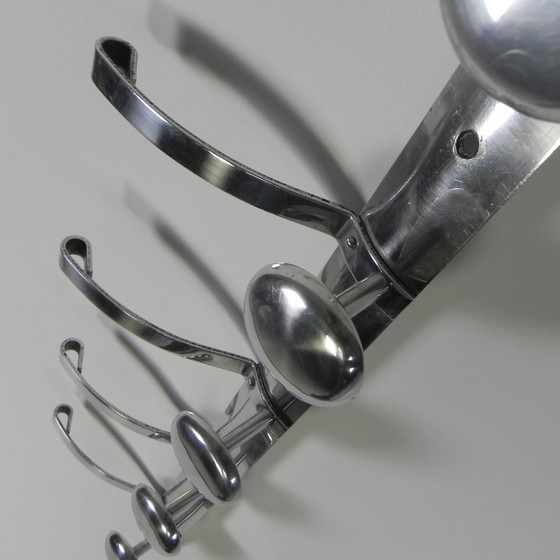 Image 1 of Aluminium Vintage Wandkapstok Met 5 Haken, Jaren 50
