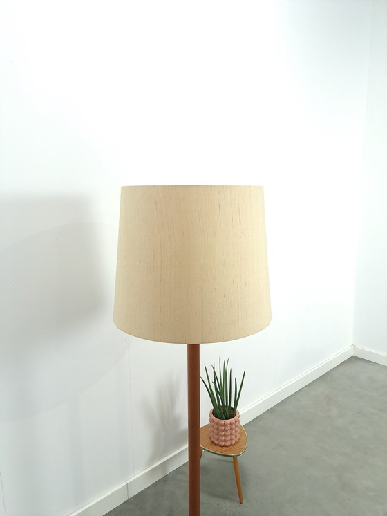 Image 1 of Teakhouten Deens design lamp Domus met kap, vloerlamp