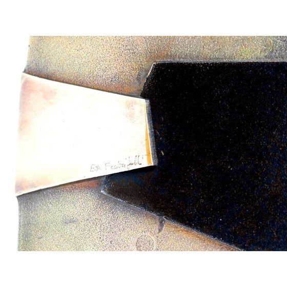 Image 1 of Vintage bronzen vaas abstracte kunst door Esa Fedrigolli voor Esart Italië, 1980