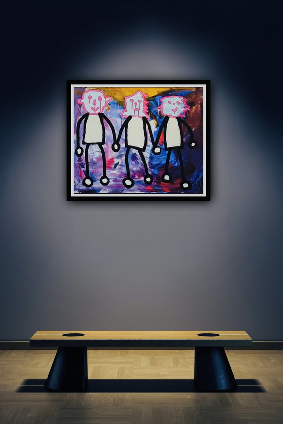 Image 1 of Paul Indrek Kostabi: “We Are Family, 2013”. Handgesigneerd, Nr. 34/75. In Uitstekende Staat.