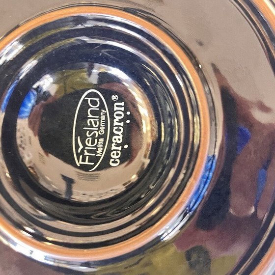 Image 1 of Vintage zwart geglazuurd steengoed theeservies door Luigi Colani voor Porzellanfabrik, 1973