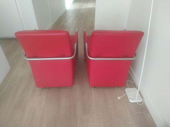 Image 1 of 2x Gelderland 6420 rood leder fauteuil