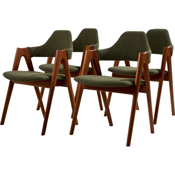 Image 1 of Set van 4 vintage "Compass" teakhouten eetkamerstoelen van Kai Kristiansen voor SVA Møbler, 1960