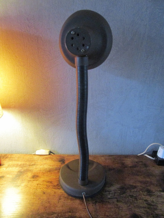 Image 1 of Grote Vintage Herda Bureaulamp, Bruin, Dutch Design Tafellamp, Retro, Ruimtetijdperk