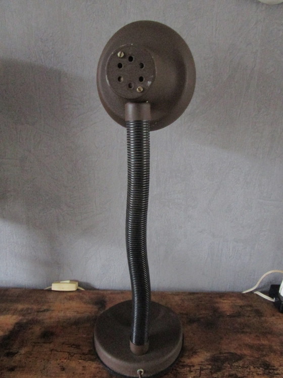 Image 1 of Grote Vintage Herda Bureaulamp, Bruin, Dutch Design Tafellamp, Retro, Ruimtetijdperk