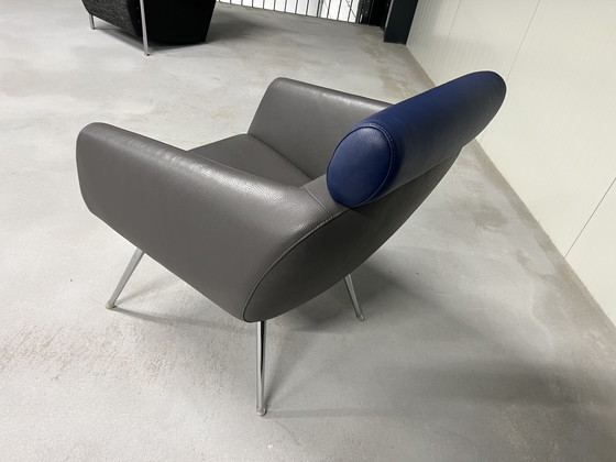 Image 1 of Leolux Marabis fauteuil grijs blauw leer