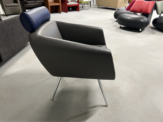 Image 1 of Leolux Marabis fauteuil grijs blauw leer