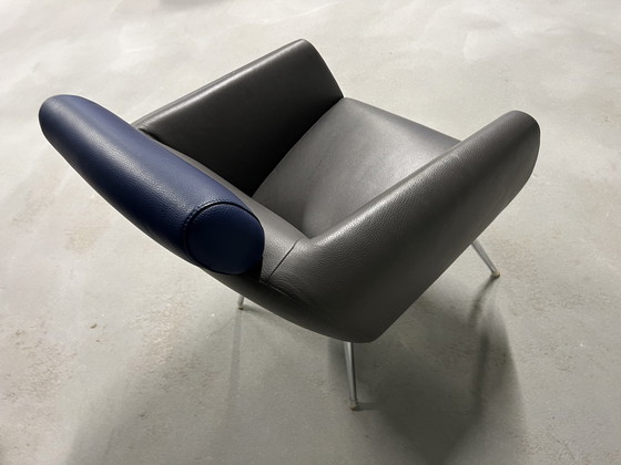 Image 1 of Leolux Marabis fauteuil grijs blauw leer