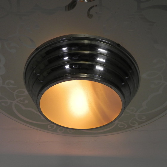 Image 1 of Art Deco Hanglamp Met Glazen Schijf, Jaren 30