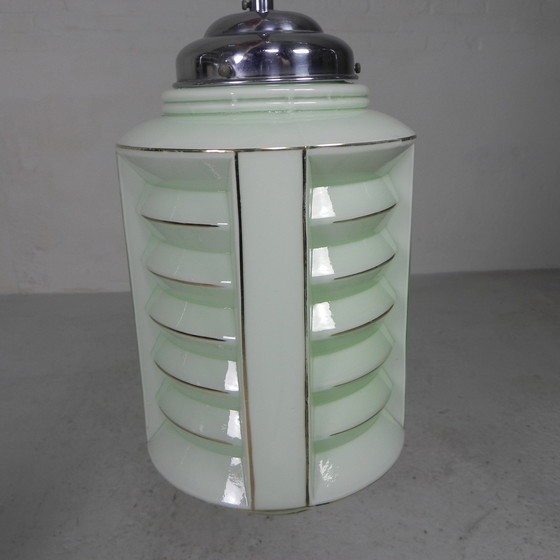 Image 1 of Art Deco hanglamp met glazen lampion kap, jaren 30