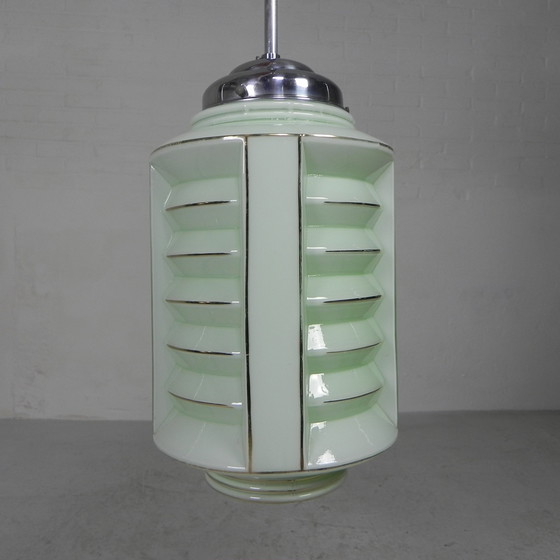 Image 1 of Art Deco hanglamp met glazen lampion kap, jaren 30