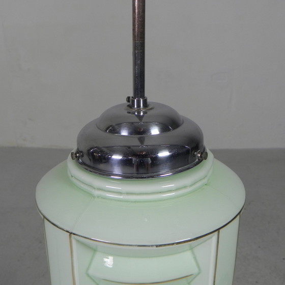 Image 1 of Art Deco hanglamp met glazen lampion kap, jaren 30