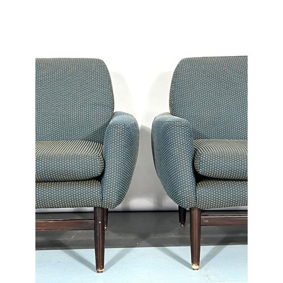 Image 1 of Paar Italiaanse mid-century houten fauteuils, jaren 1960