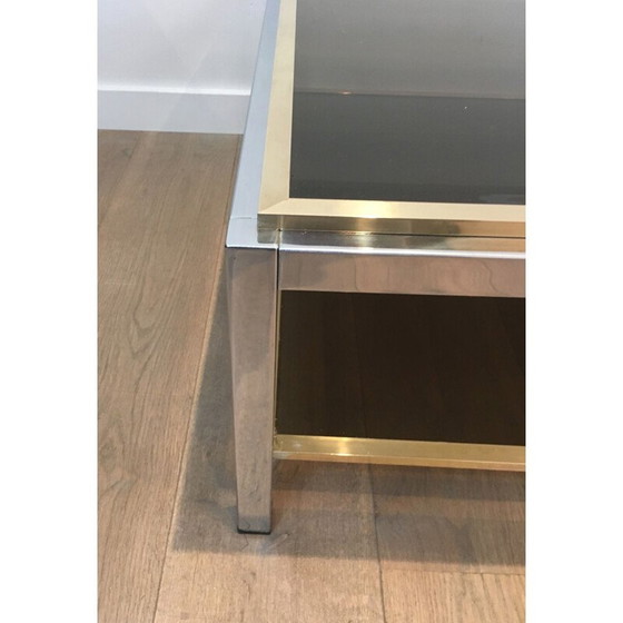 Image 1 of Vintage salontafel van chroom en messing, 1970