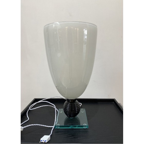 Image 1 of Vintage witte Murano glazen lamp, jaren 1980