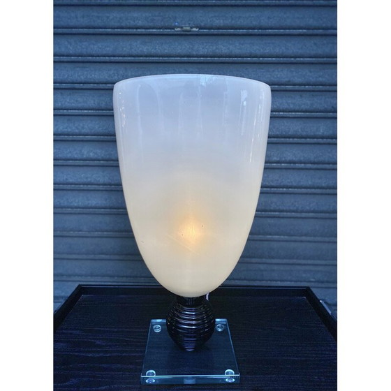 Image 1 of Vintage witte Murano glazen lamp, jaren 1980