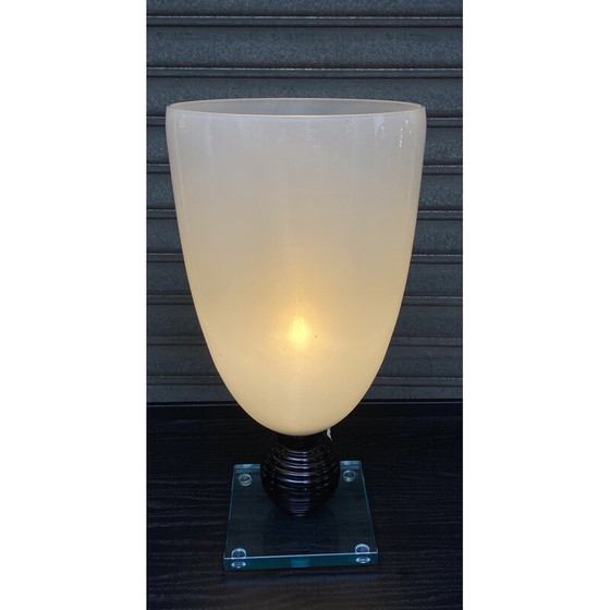 Image 1 of Vintage witte Murano glazen lamp, jaren 1980
