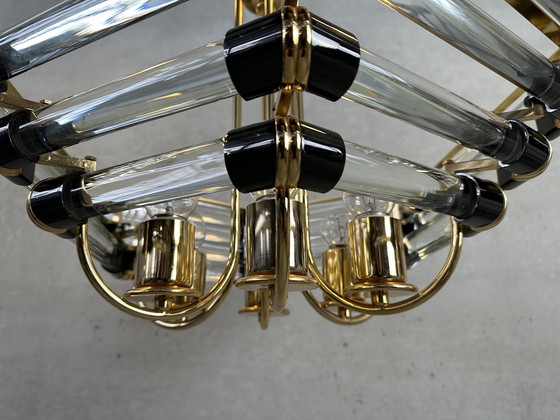 Image 1 of Vintage Bakalowits & Sohne black/gold hexagon chandelier