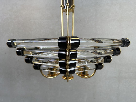 Image 1 of Vintage Bakalowits & Sohne black/gold hexagon chandelier