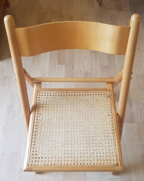 Image 1 of Vintage houten klapstoelen met Weens gevlochten zittingen, set van 4