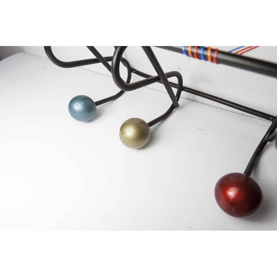 Image 1 of Vintage wandkapstok 5 ballen 1960