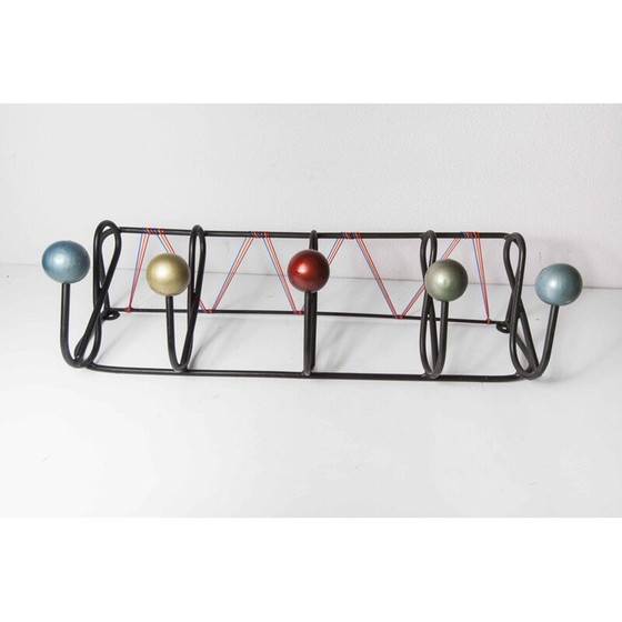 Image 1 of Vintage wandkapstok 5 ballen 1960