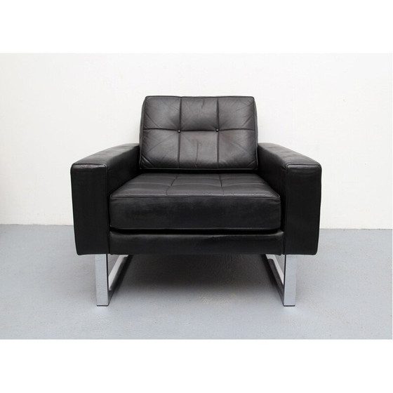 Image 1 of Vintage leren fauteuil op verchroomde poten, 1970