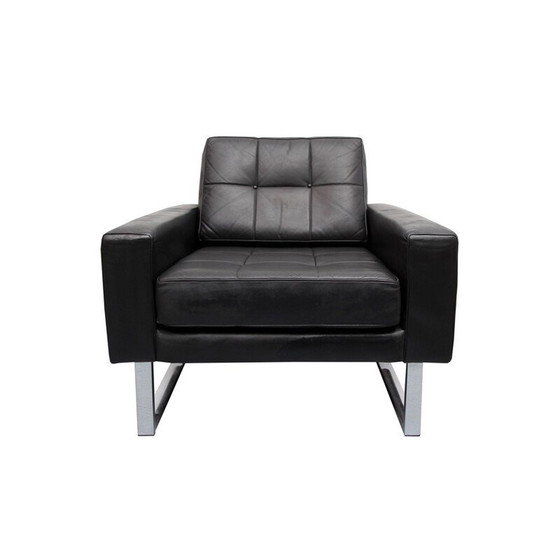 Image 1 of Vintage leren fauteuil op verchroomde poten, 1970