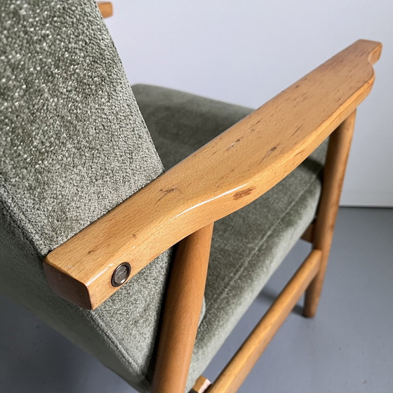 Image 1 of Vintage Clubfauteuil Model B-7727 uit 1970S In Nieuwe Olijfgroene Stof