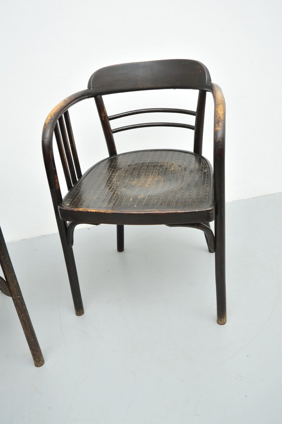 Image 1 of 2x Jacob & Josef Kohn gebogen houten stoelen