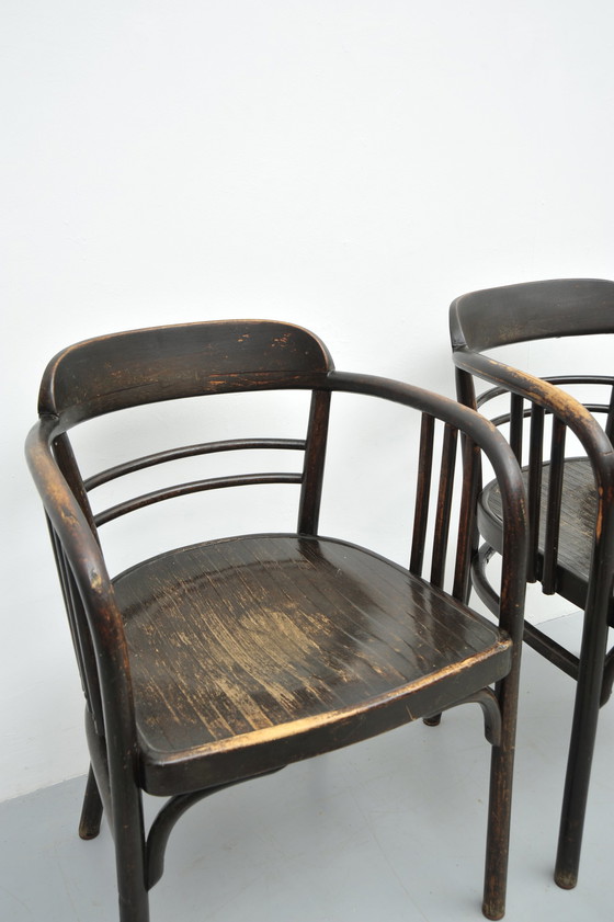 Image 1 of 2x Jacob & Josef Kohn gebogen houten stoelen