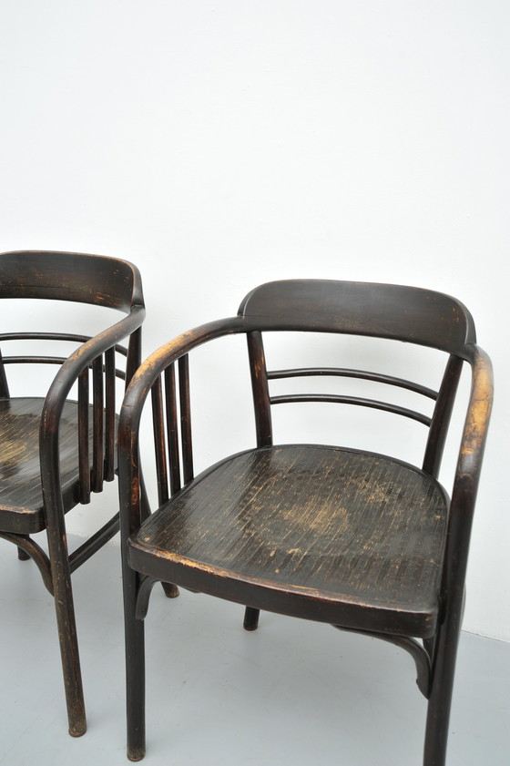 Image 1 of 2x Jacob & Josef Kohn gebogen houten stoelen