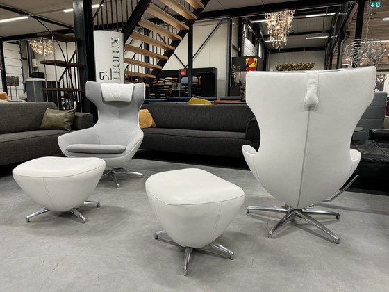 Image 1 of 2 Leolux Caruzzo Plus Relax fauteuils met poef wit 