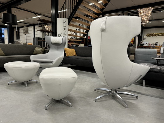 Image 1 of 2 Leolux Caruzzo Plus Relax fauteuils met poef wit 