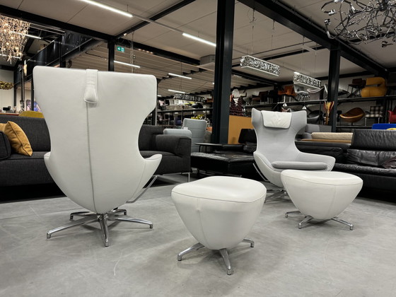 Image 1 of 2 Leolux Caruzzo Plus Relax fauteuils met poef wit 