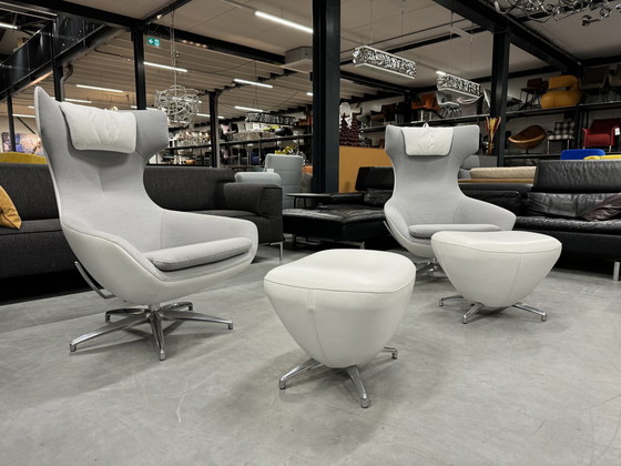 Image 1 of 2 Leolux Caruzzo Plus Relax fauteuils met poef wit 